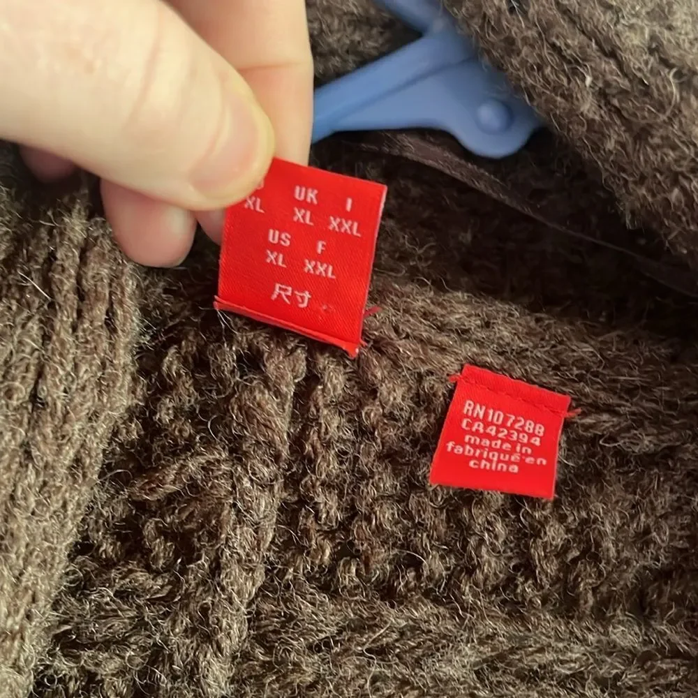 WOMENS XL CABLE KNIT ESPIRIT CARDIGAN VINTAGE